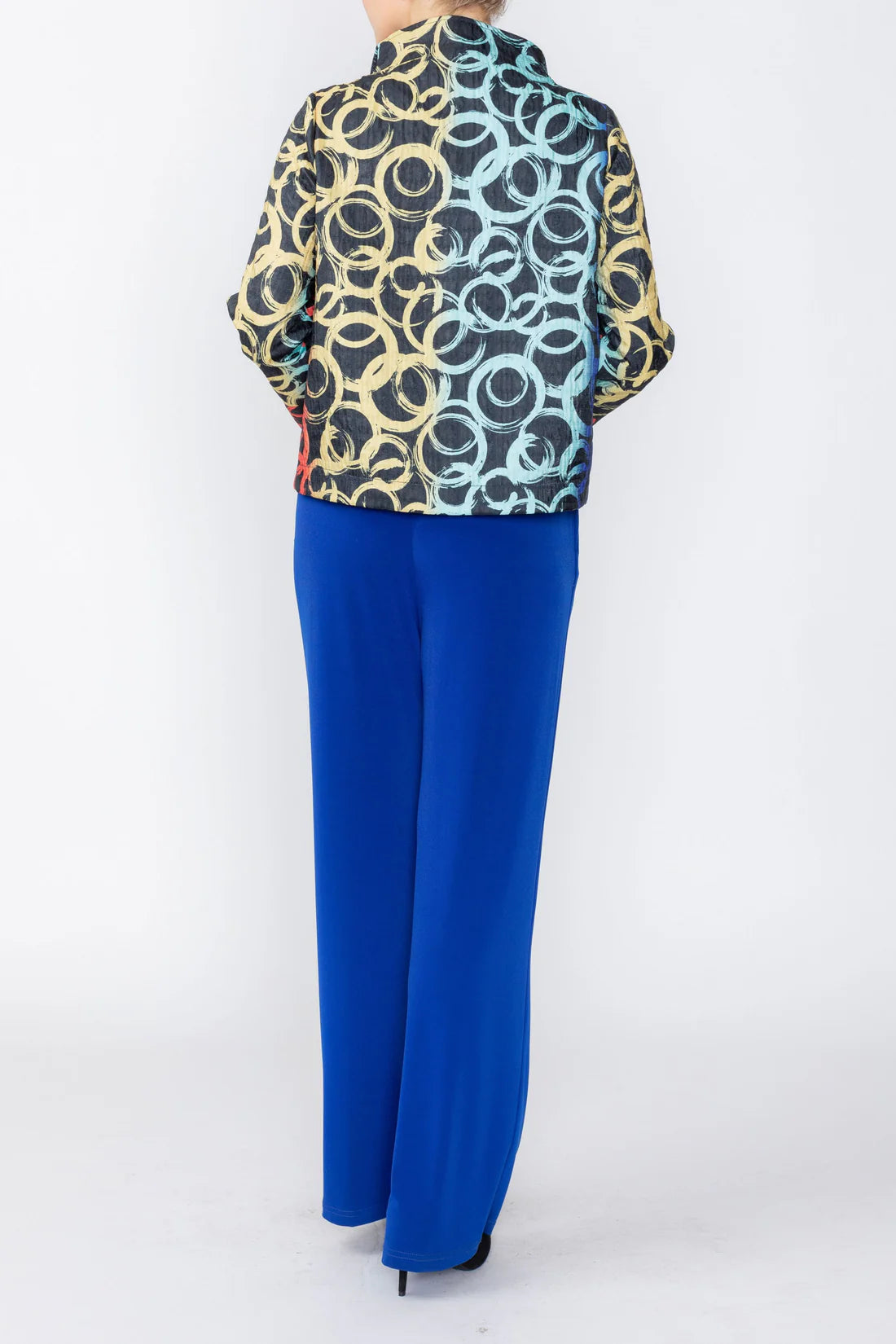 IC COLLECTION Asymmetric Cropped Motto Jacket - C1249J - MULTI