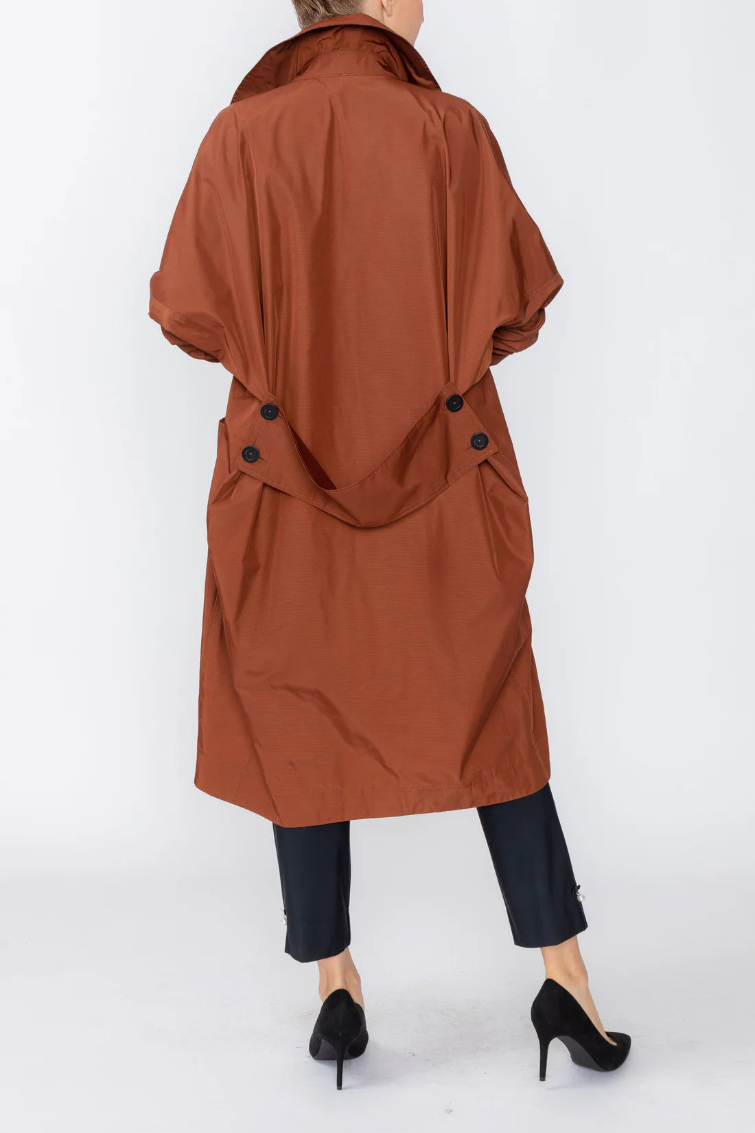 IC COLLECTION Button Front Trench Coat Jacket - C1250J - RUST