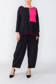 IC COLLECTION Jacket - C1251T - BLACK AND FUCHSIA