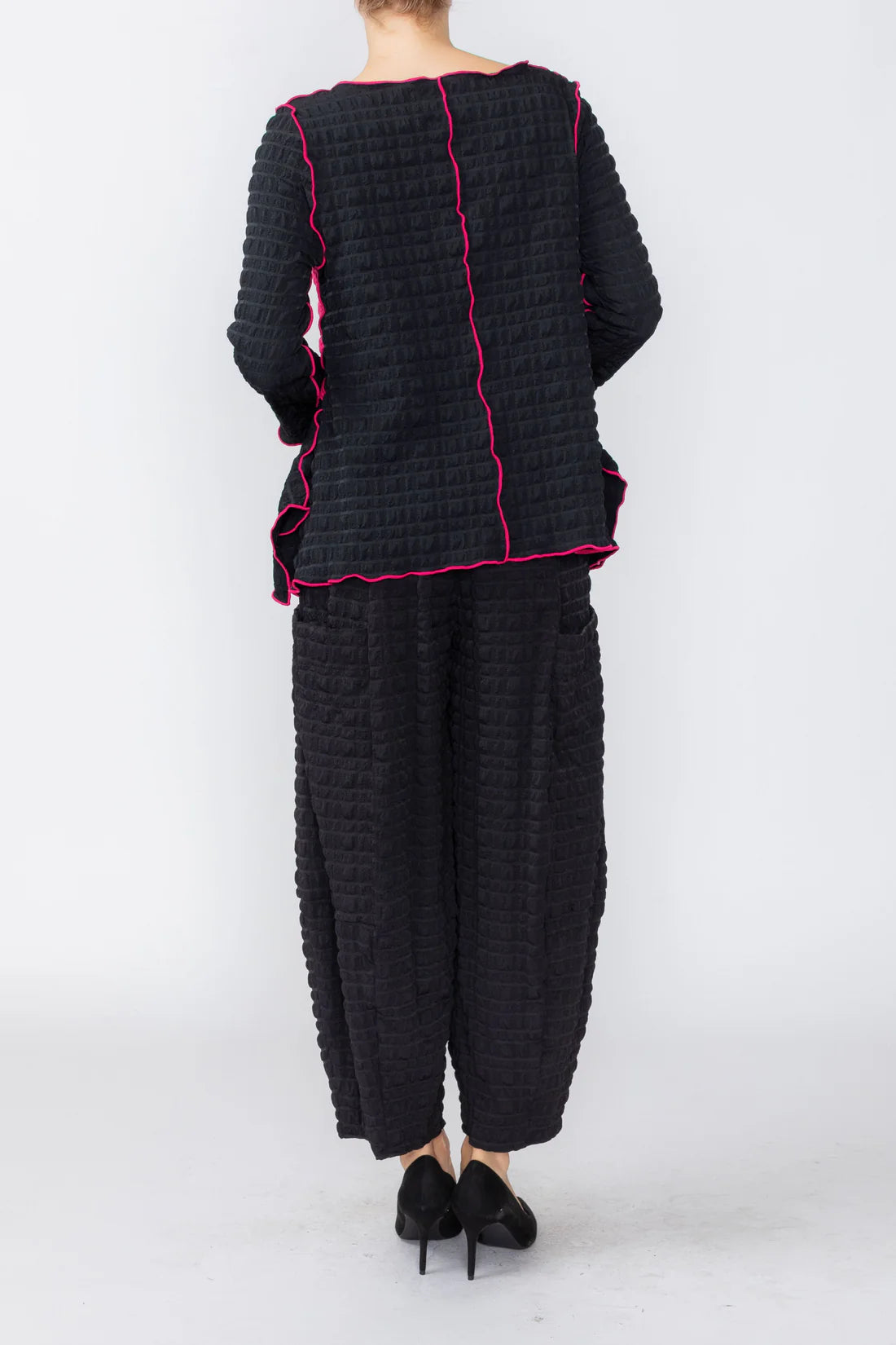 IC COLLECTION Jacket - C1251T - BLACK AND FUCHSIA