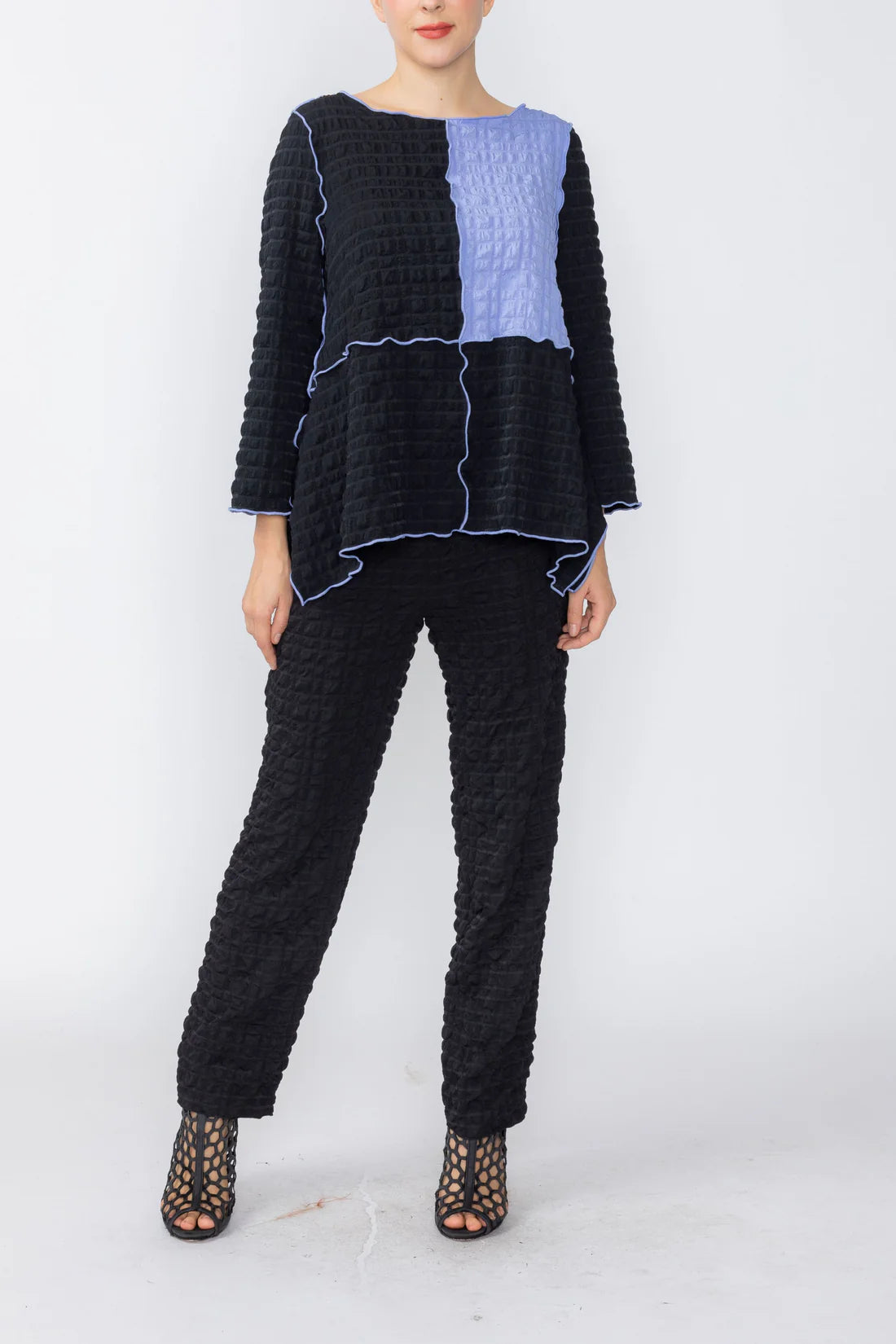 IC COLLECTION Jacket - C1251T - BLACK AND PERIWINKLE