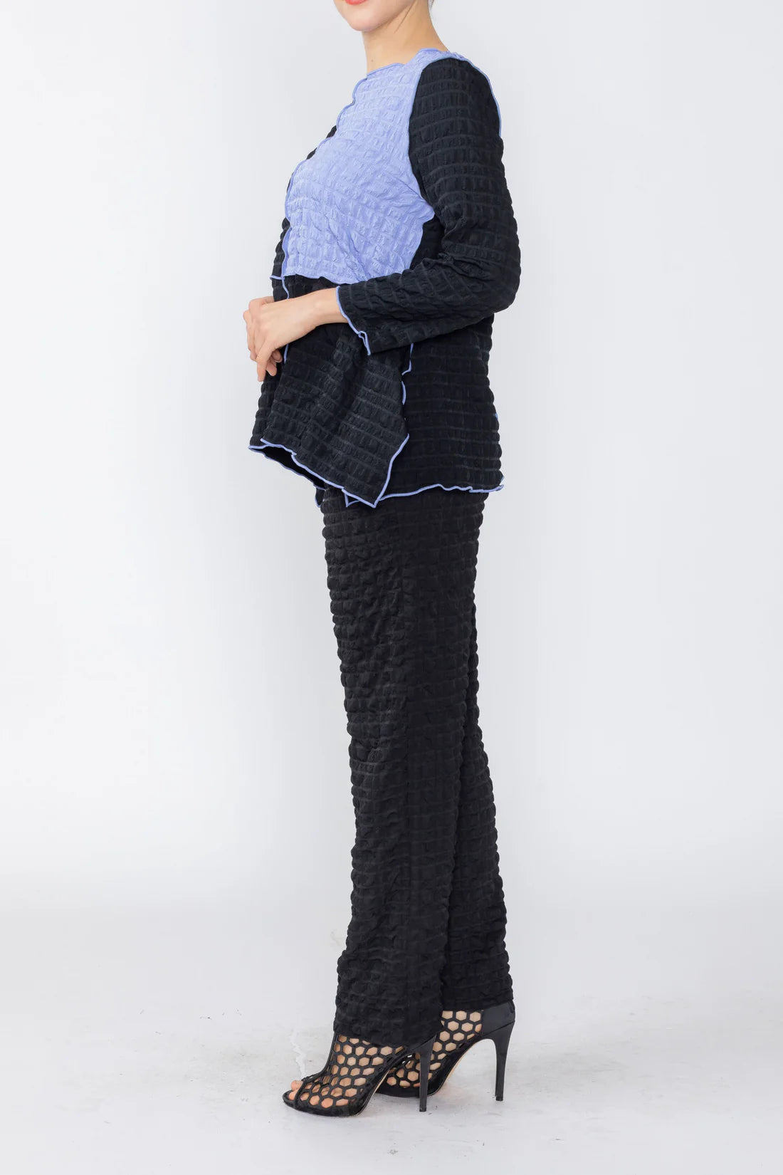 IC COLLECTION Jacket - C1251T - BLACK AND PERIWINKLE