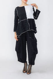 IC COLLECTION Color Block Handkerchief Top - C1251T - BLACK AND WHITE