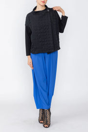 IC COLLECTION Asymmetric One Button Wrap Jacket - C1252J - BLACK