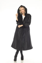 Oopera Reversible Button Front Long Lined Raincoat - Midnight Black - C2679RW-1