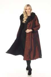 Oopera Reversible Button Front Long Lined Raincoat - Copper Bronze - C2679RW-4