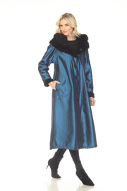 Oopera Reversible Button Front Long Lined Raincoat - Electric Blue - C2679RW-5