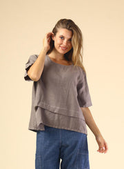 Fenini Short Sleeve Pleat Top - C46827 S