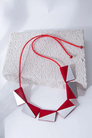 ISKIN SISTERS Carnival Rectangles Necklace - CA01SR-JN - SILVER/RED