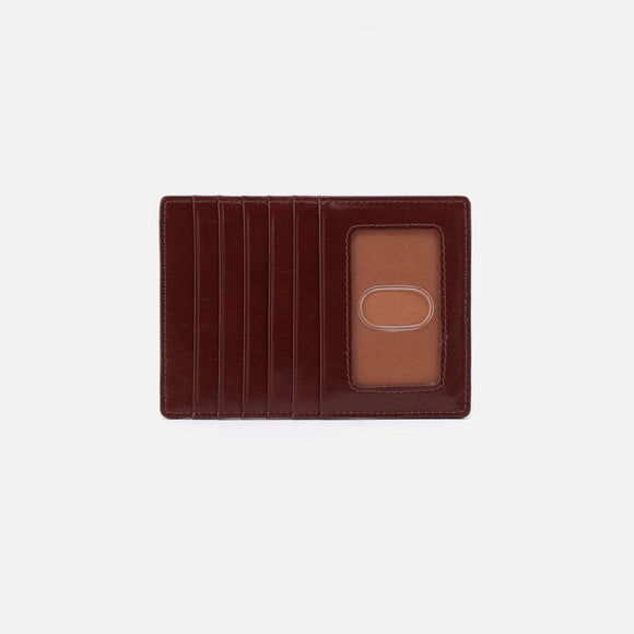 HOBO - Euro Slide Card Case - CHOCOLATE IN POLISHED LEATHER