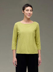 CUT LOOSE Linen Cotton Jersey 3/4 Sleeve Boatneck Tee - 5015060