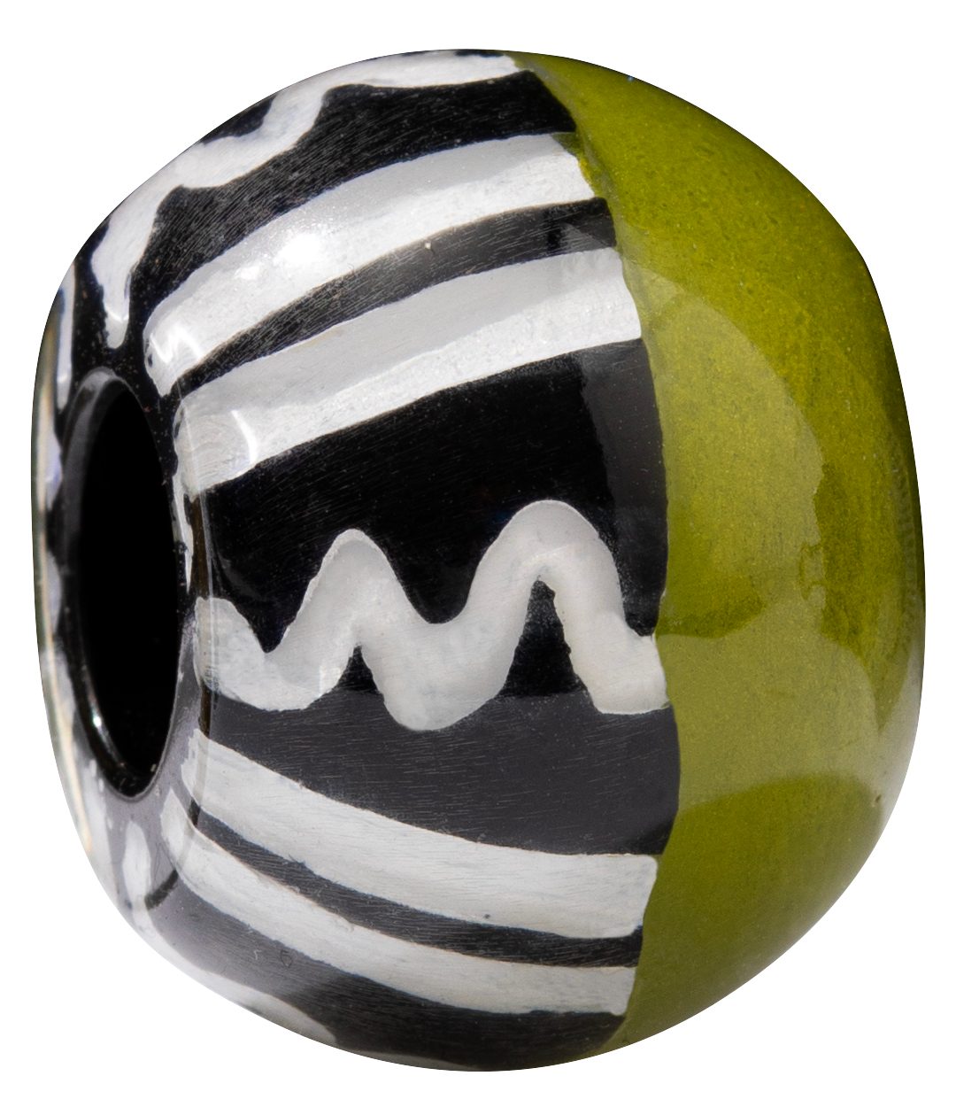 ZSISKA Black & White w/ Green Musee Bead - CERAG - BLACK/WHITE/GREEN