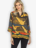 Citron "Crane Flying Moon Gold" Silk Blouse -1213CFMG