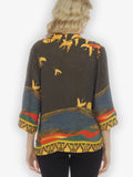 Citron "Crane Flying Moon Gold" Silk Blouse -1213CFMG