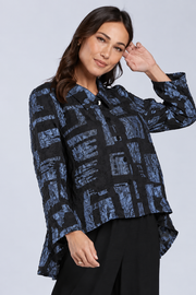 Sydney Project Shannon Button Down Cropped Geometric Design Jacket - CJJ1032 - ICE BLUE