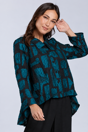 Sydney Project Shannon Button Down Cropped Geometric Design Jacket - CJJ1032 - JADE