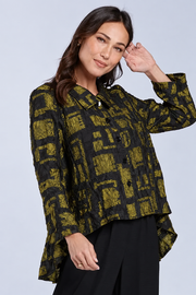 Sydney Project Shannon Button Down Cropped Geometric Design Jacket - CJJ1032 - KIWI