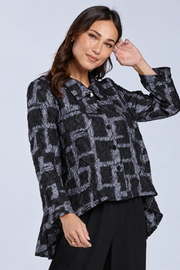 Sydney Project Shannon Button Down Cropped Geometric Design Jacket - CJJ1032 - SILVER