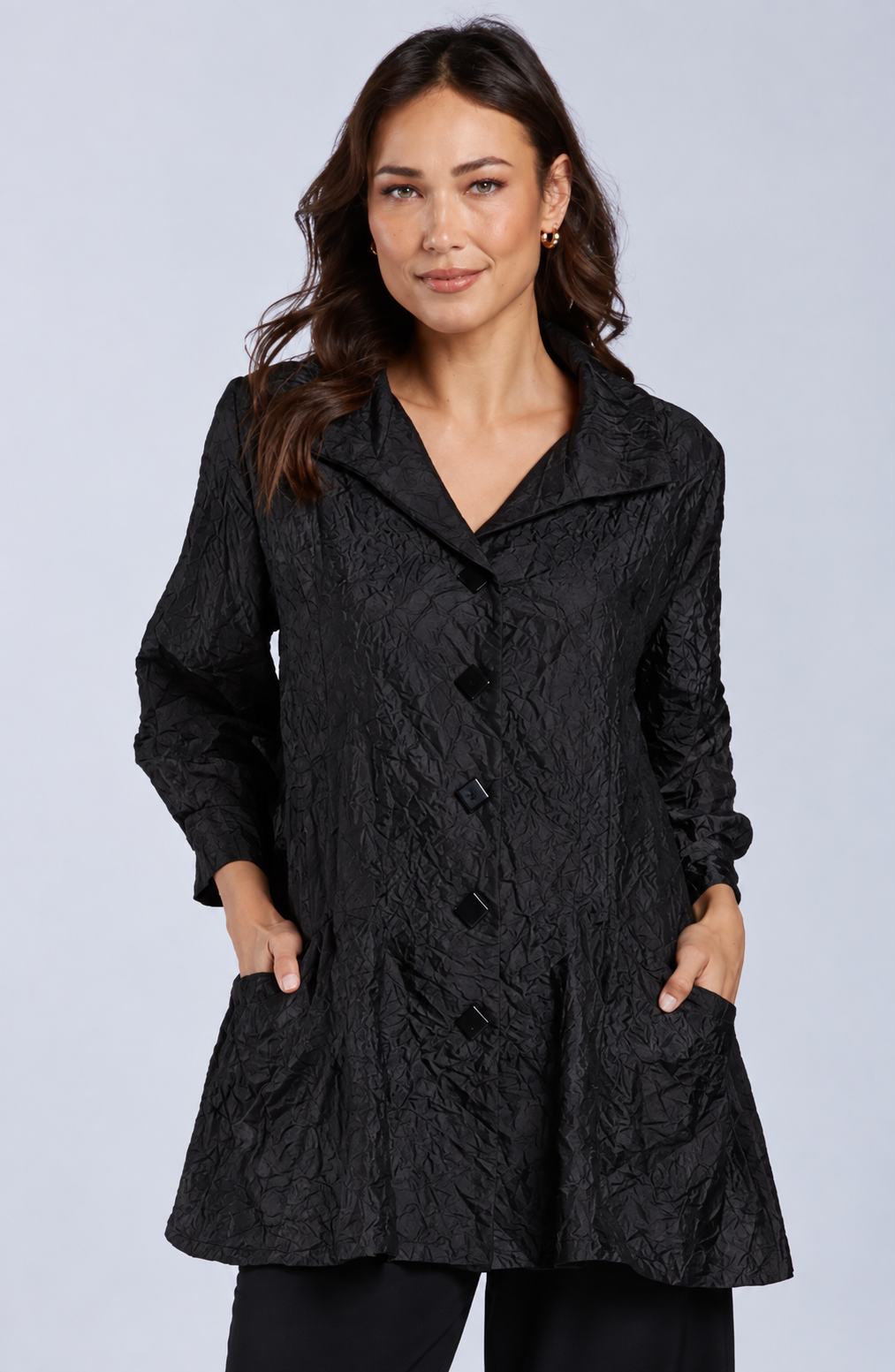 Sydney Project Brooke Button Down Collar Jacket - CJJ1130 - BLACK