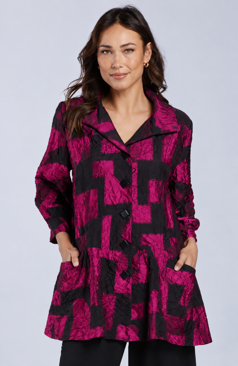 Sydney Project Brooke Button Down Collar Jacket - CJJ1130 - MAGENTA