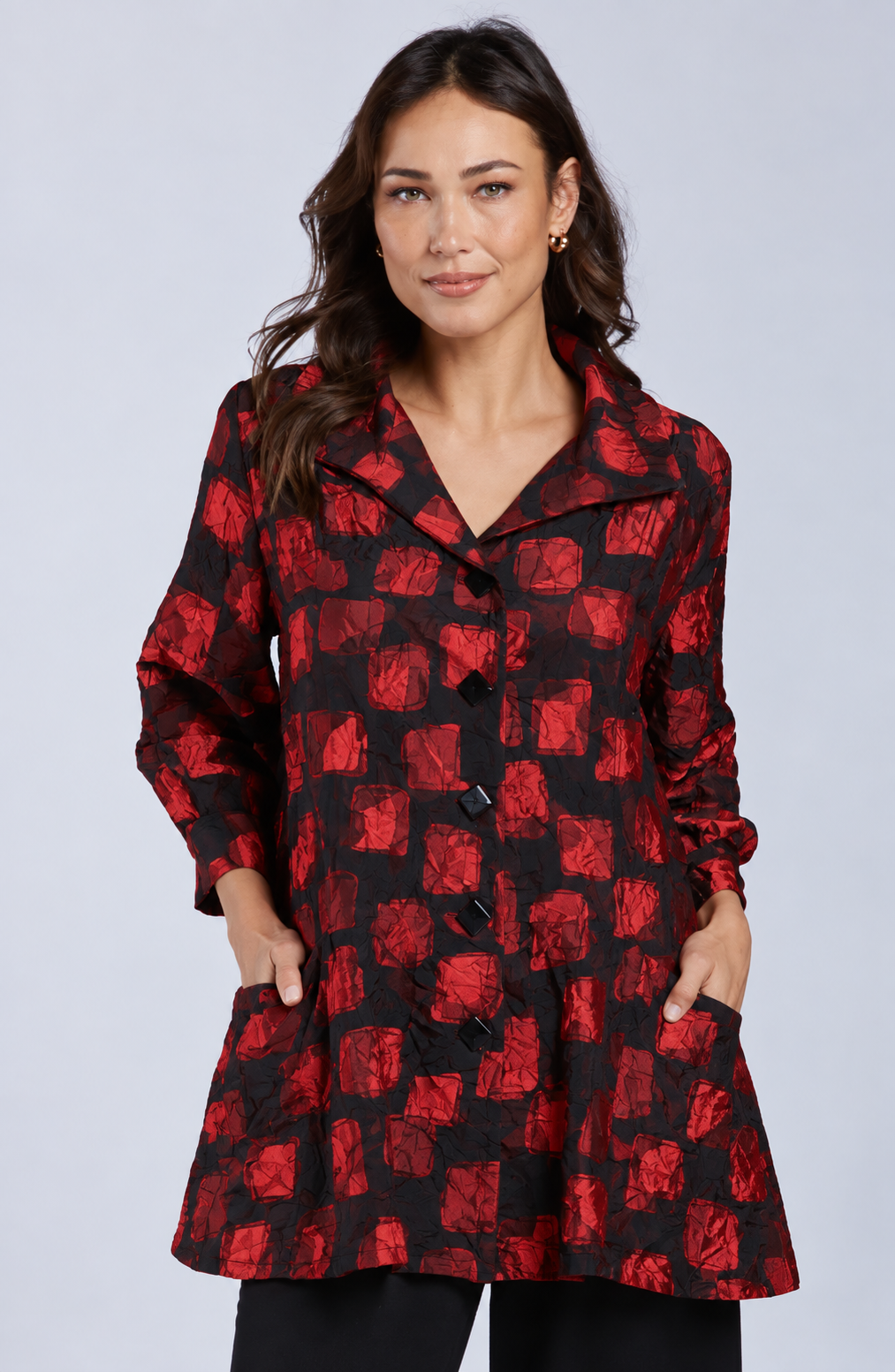 Sydney Project Brooke Button Down Collar Jacket - CJJ1130 - RED PEBBLES