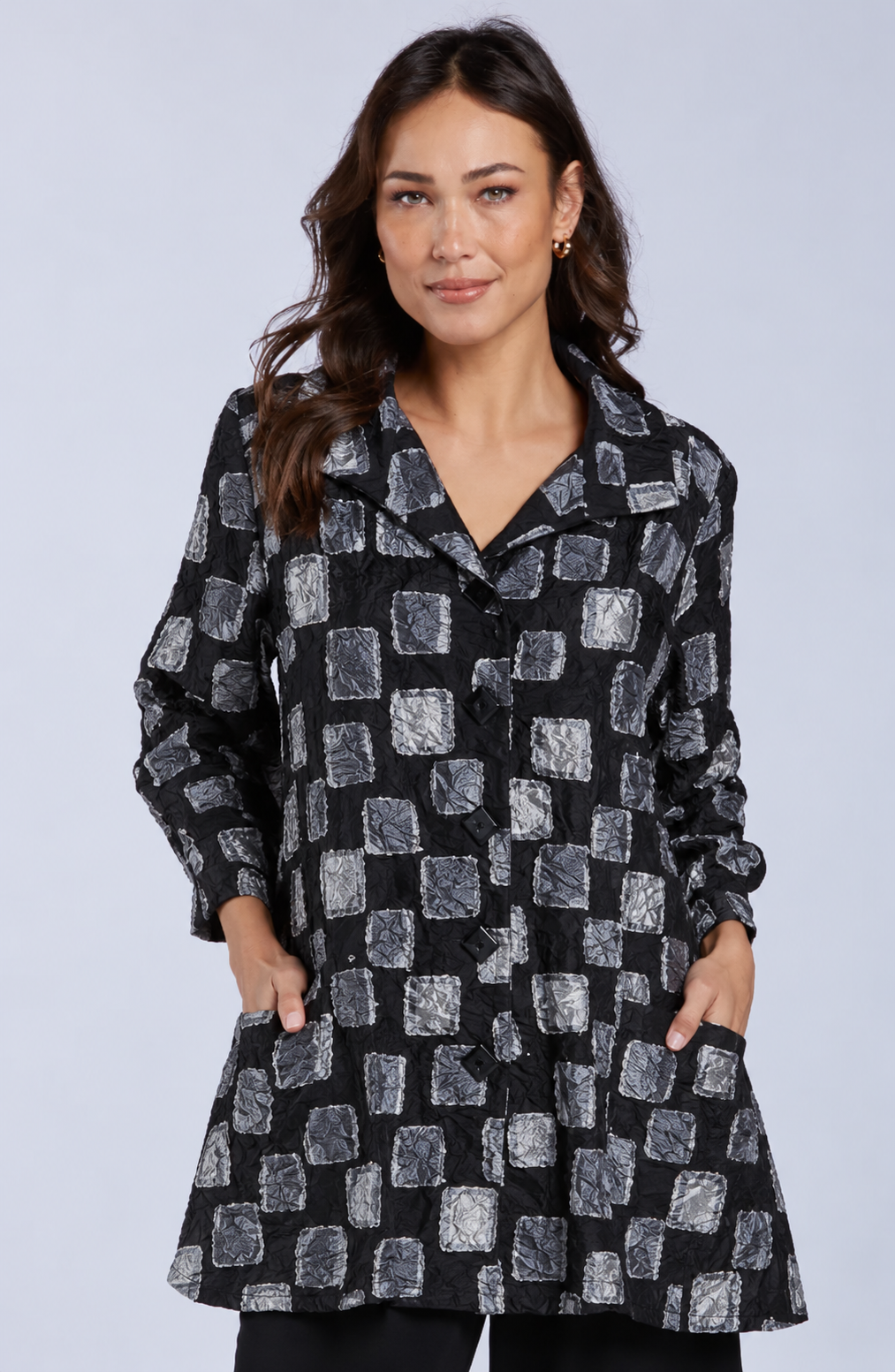 Sydney Project Brooke Button Down Collar Jacket - CJJ1130 - SILVER PEBBLES