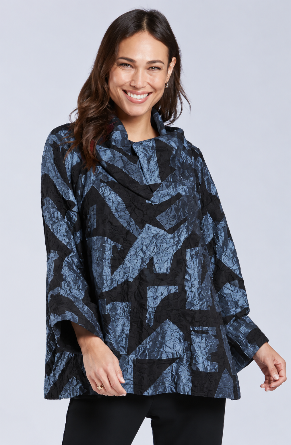 Sydney Project Ora Long Sleeve Cowl Neck Top - CJJ1153 - BLUE GREY