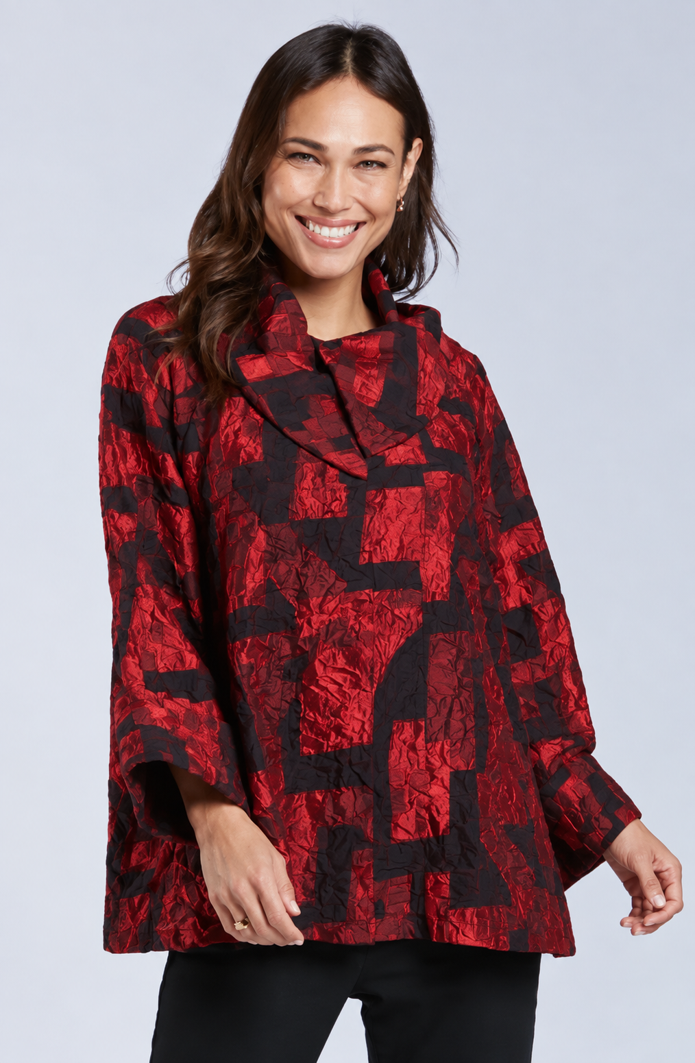 Sydney Project Ora Long Sleeve Cowl Neck Top - CJJ1153 - CRIMSON