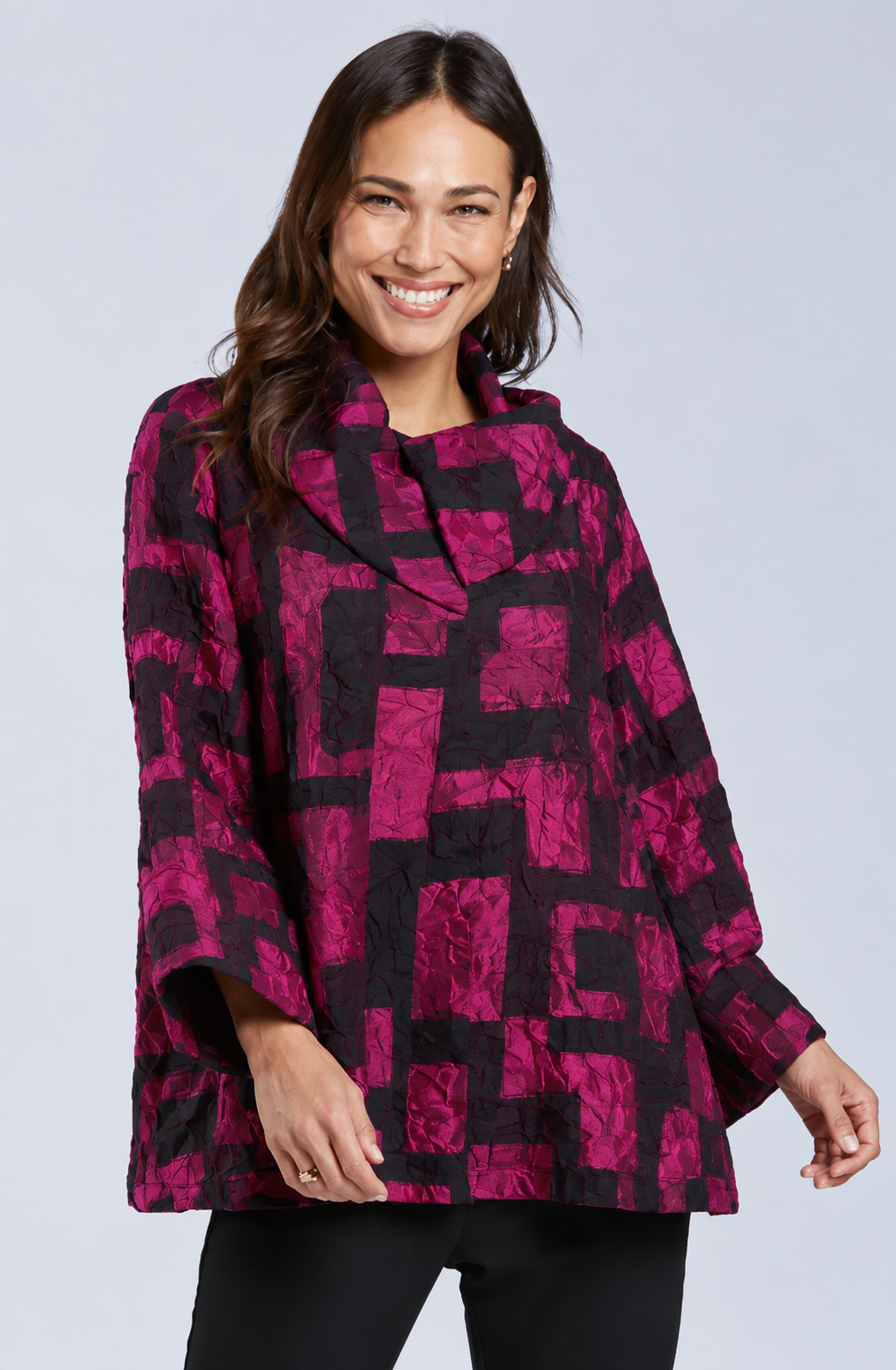 Sydney Project Ora Long Sleeve Cowl Neck Top - CJJ1153 - MAGENTA