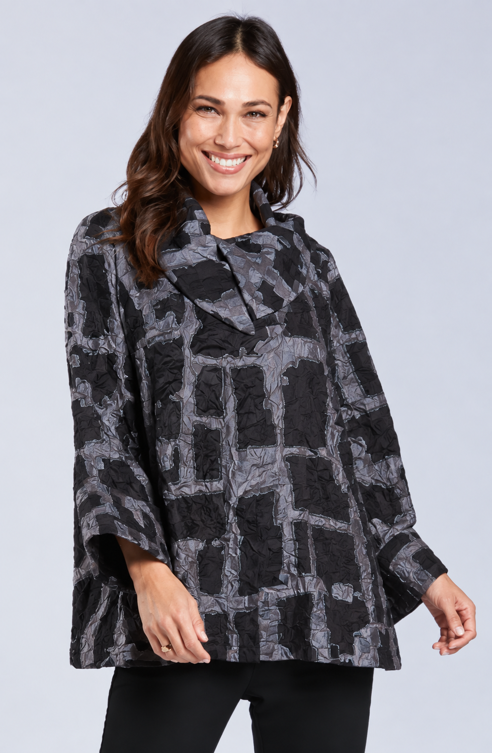 Sydney Project Ora Long Sleeve Cowl Neck Top - CJJ1153 - SILVER