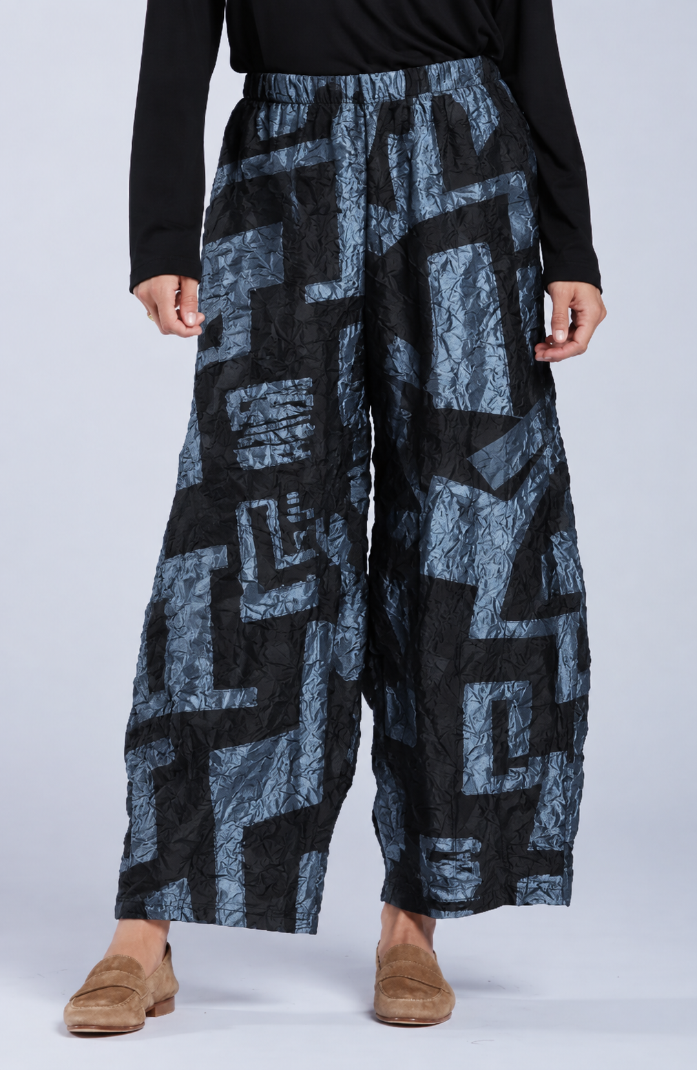 Sydney Project Paulina Wide Leg Flowy Abstract Pant  - CJP103 - ICE BLUE