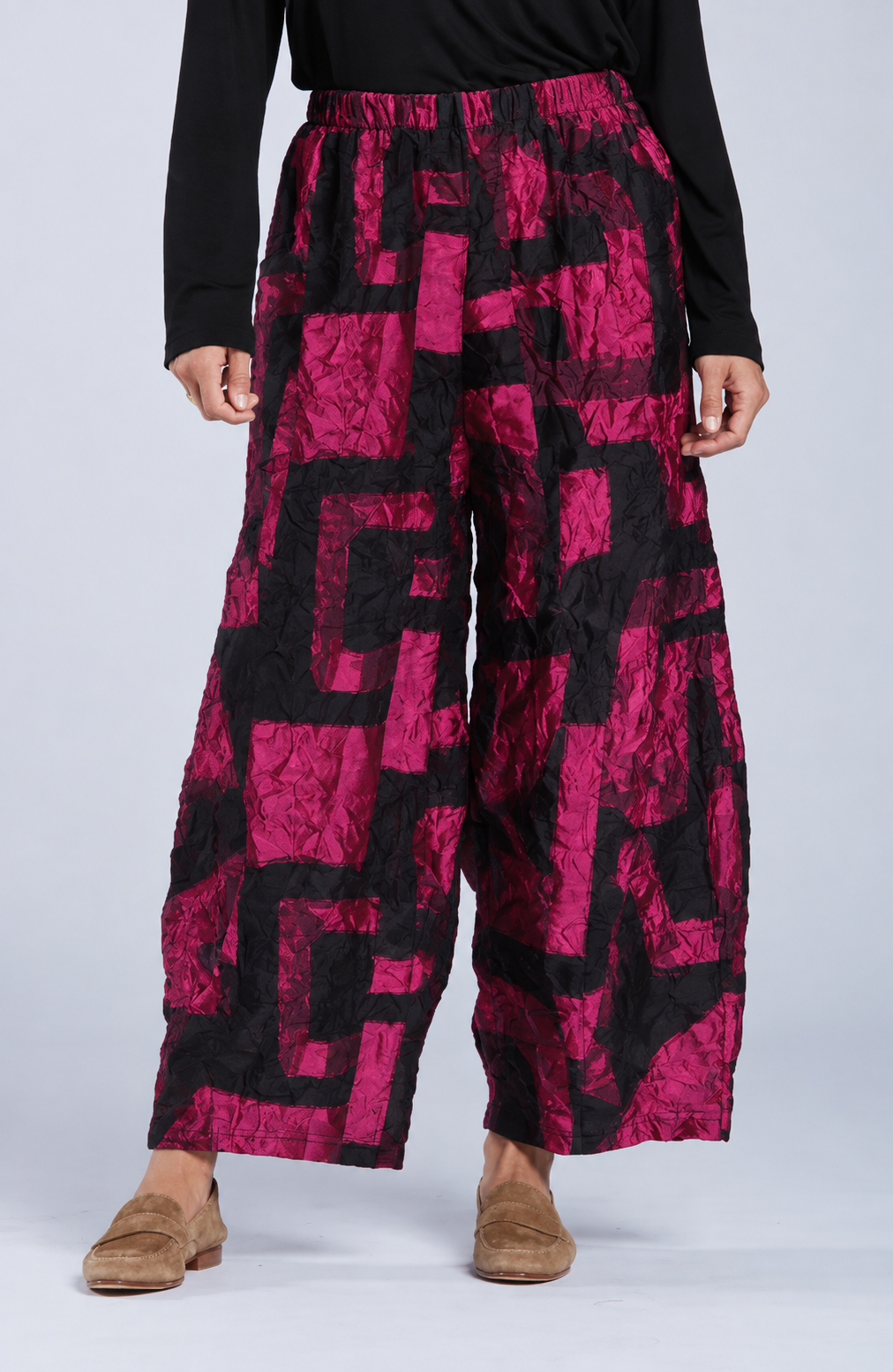 Sydney Project Paulina Wide Leg Flowy Abstract Pant  - CJP103 - MAGENTA