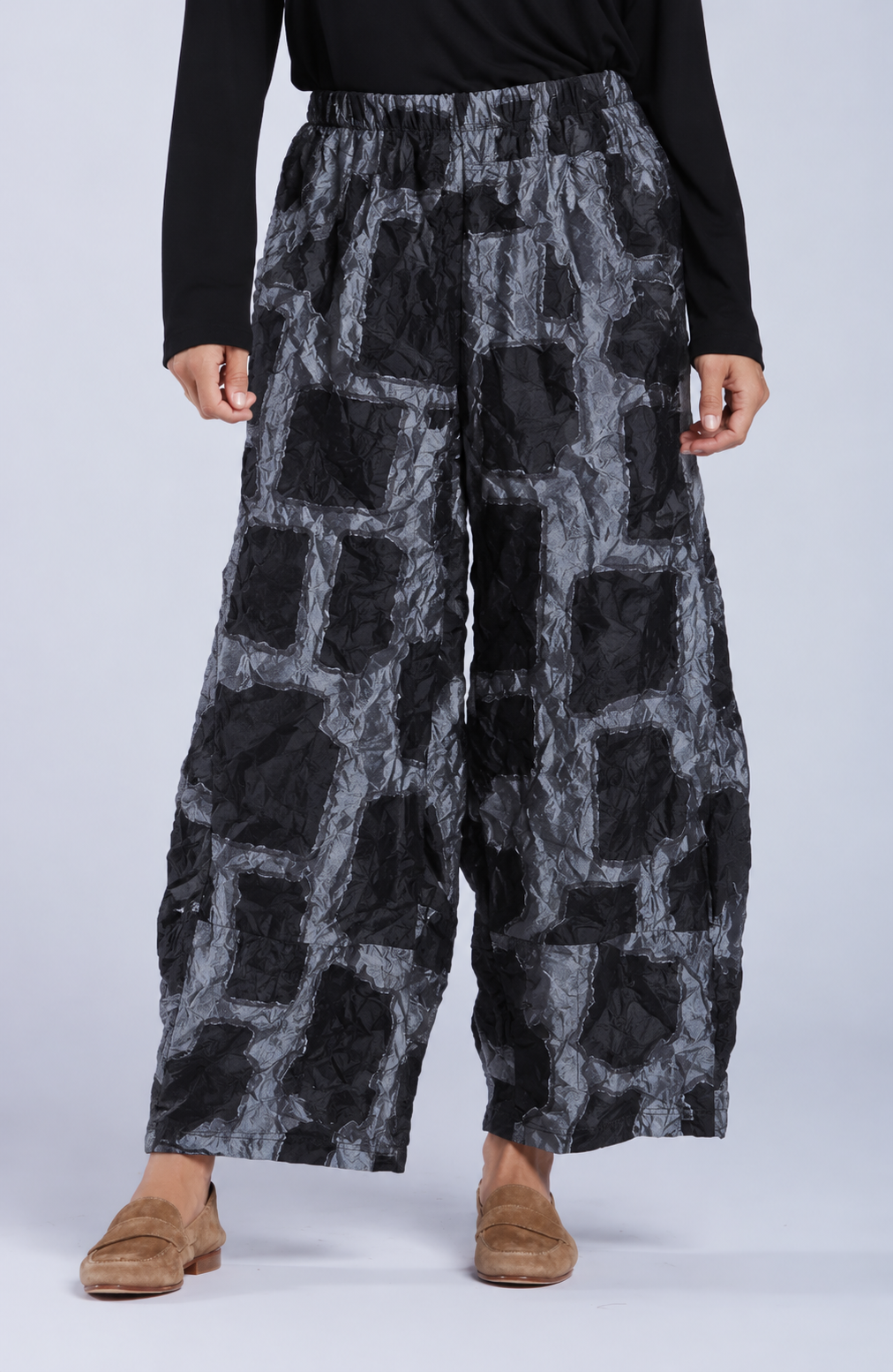 Sydney Project Paulina Wide Leg Flowy Abstract Pant  - CJP103 - SILVER