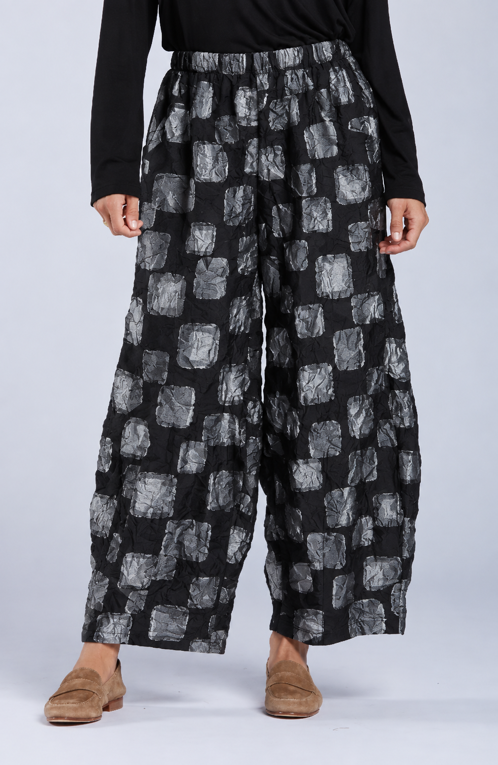 Sydney Project Paulina Wide Leg Flowy Abstract Pant  - CJP103 - SILVER PEBBLES