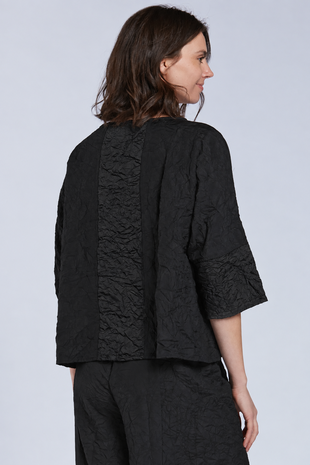 Sydney Project Tori Round Neck 3/4 Sleeve Boxy Top - CJT1088 - BLACK