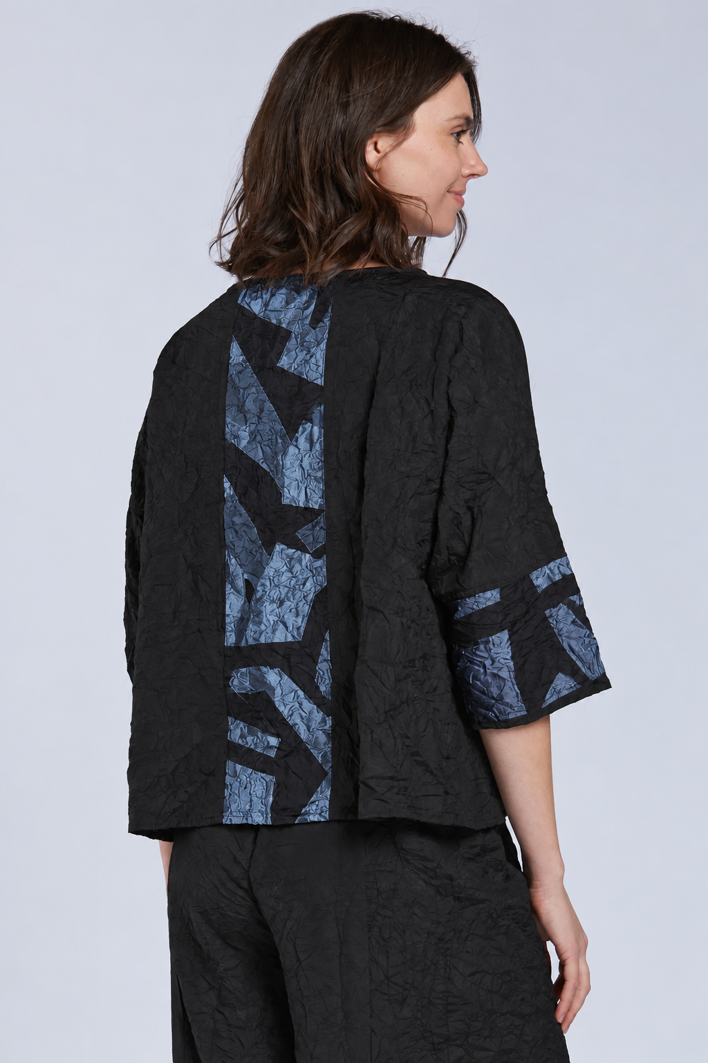 Sydney Project Tori Round Neck 3/4 Sleeve Boxy Top - CJT1088 - BLUE GREY
