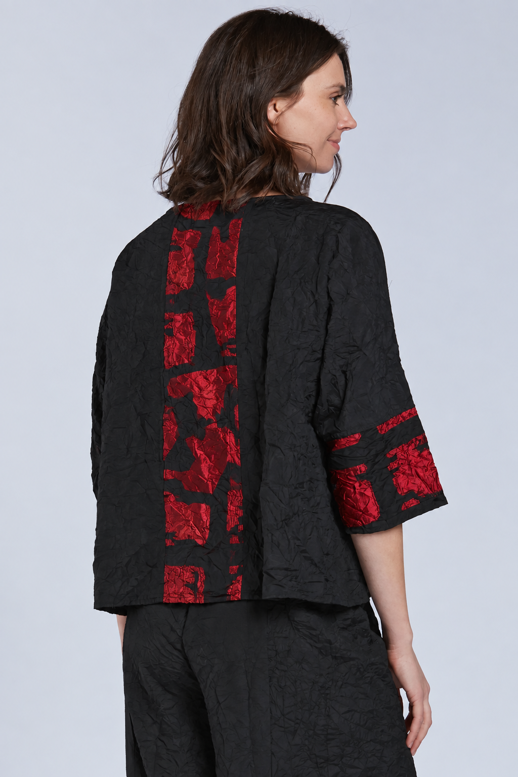 Sydney Project Tori Round Neck 3/4 Sleeve Boxy Top - CJT1088 - CRIMSON