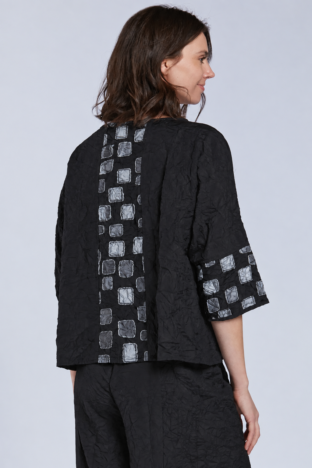 Sydney Project Tori Round Neck 3/4 Sleeve Boxy Top - CJT1088 - SILVER PEBBLES