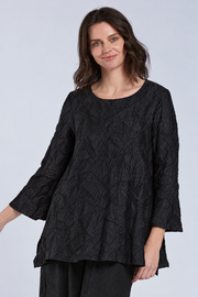 Sydney Project Flair Round Neck Relaxed Fit Long Top - CJT1126 - BLACK