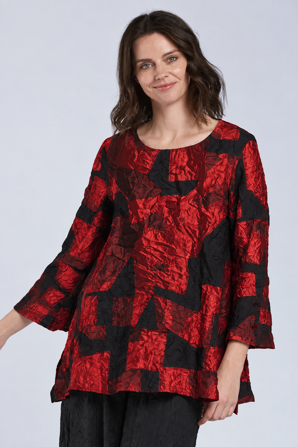 Sydney Project Flair Round Neck Relaxed Fit Long Top - CJT1126 - CRIMSON