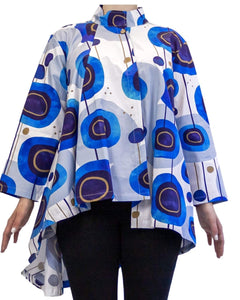 CUPCAKE INTERNATIONAL- CL14-1013-C/ BLUE LOLLIPOP BANGKOK COTTON SWING SHIRT