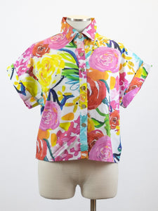 CUPCAKE INTERNATIONAL- CL14-1018-A/ FLORAL COTTON SHORT SLEEVE TOP