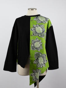 CUPCAKE INTERNATIONAL- CL14-1019-A/ LIME & BLACK FLOWER COTTON TOP