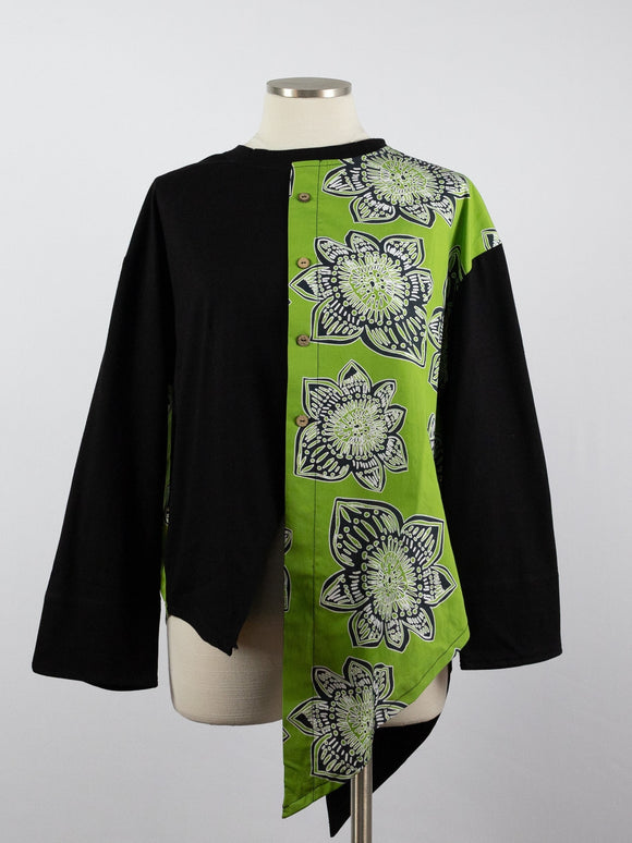 CUPCAKE INTERNATIONAL- CL14-1019-A/ LIME & BLACK FLOWER COTTON TOP