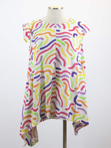 CUPCAKE INTERNATIONAL- CL14-1022-D/ SQUIGGLE LONG RAYON SLEEVELESS TOP