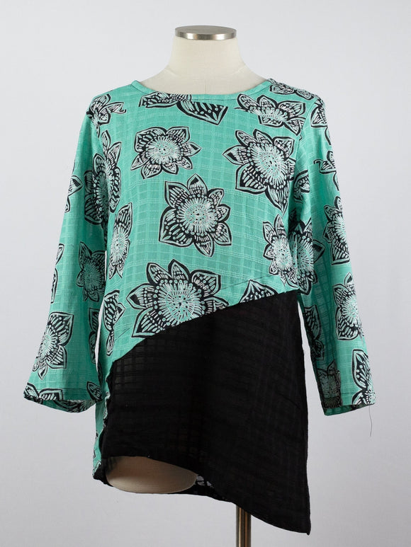 CUPCAKE INTERNATIONAL- CL14-1026-B/ TURQUOISE FLOWER WAFFLE TEXTURED TOP