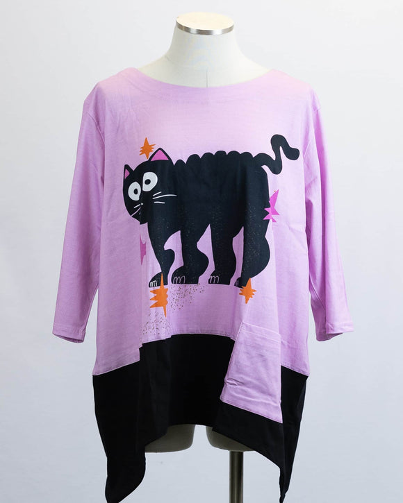 CUPCAKE INTERNATIONAL- CL15-2035 / DAZED CAT COTTON KNIT TOP