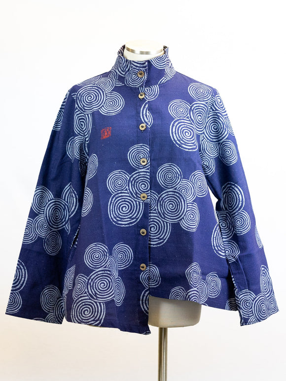 CUPCAKE INTERNATIONAL- CL15-2062-F / Blue Circle Bamboo Asymmetrical Jacket