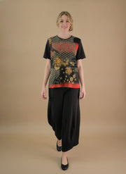 MOONLIGHT Abstract Peacock Design Short Sleeve Shirt - CM7PLY - PEACOCK