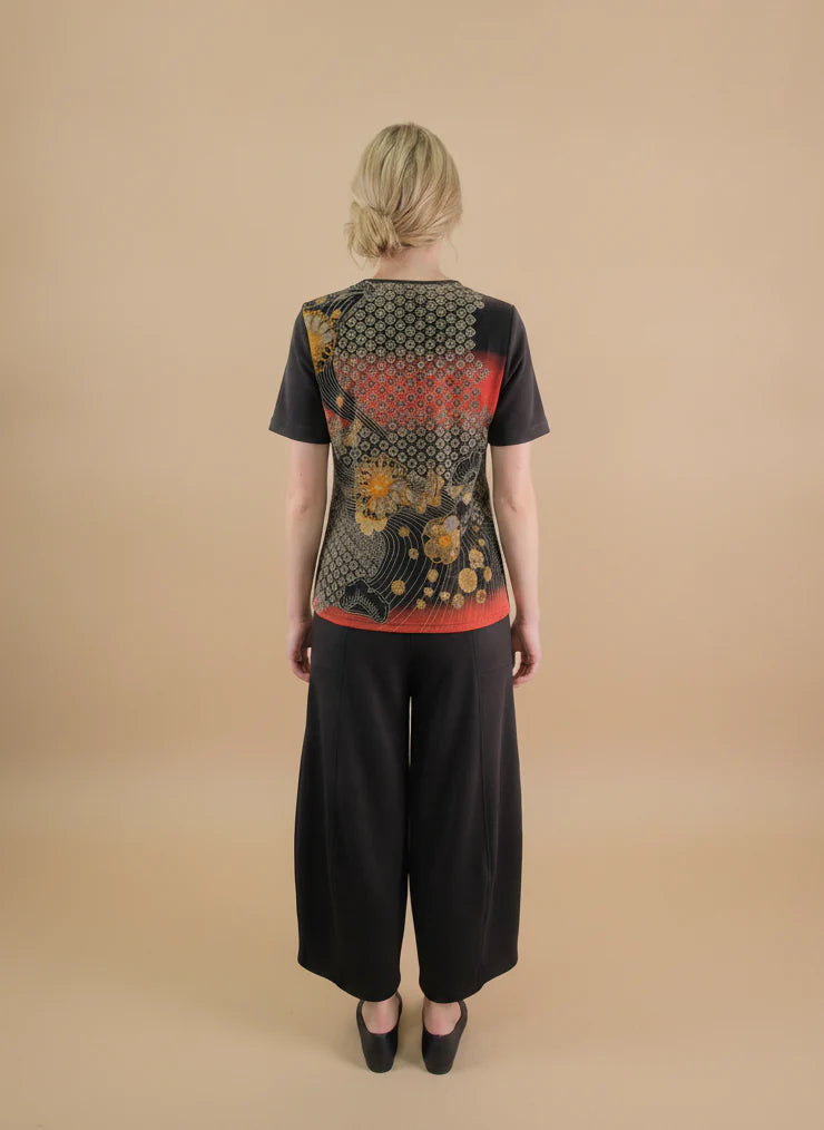 MOONLIGHT Abstract Peacock Design Short Sleeve Shirt - CM7PLY - PEACOCK